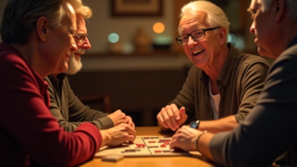 Evening scene at Café da Graça showing players enjoying dominoes tournament with warm lighting and engaged expressions